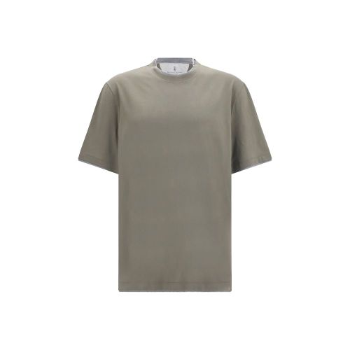 Bicolor Cotton T-Shirt — Beige