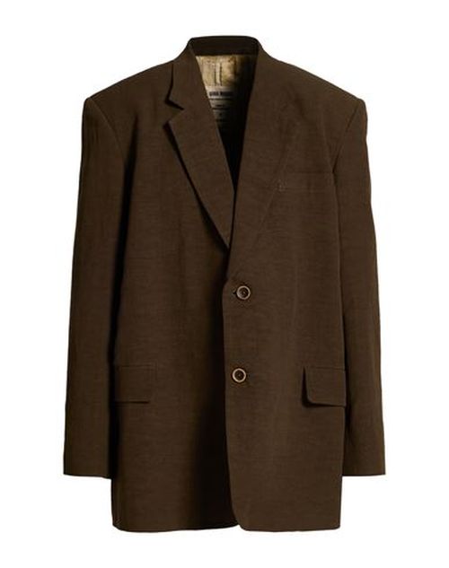 Man Blazer Dark brown Size M Viscose, Linen
