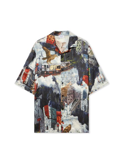 World Paint Viscose Bowling Shirt - Male Shirts Dusty Blue