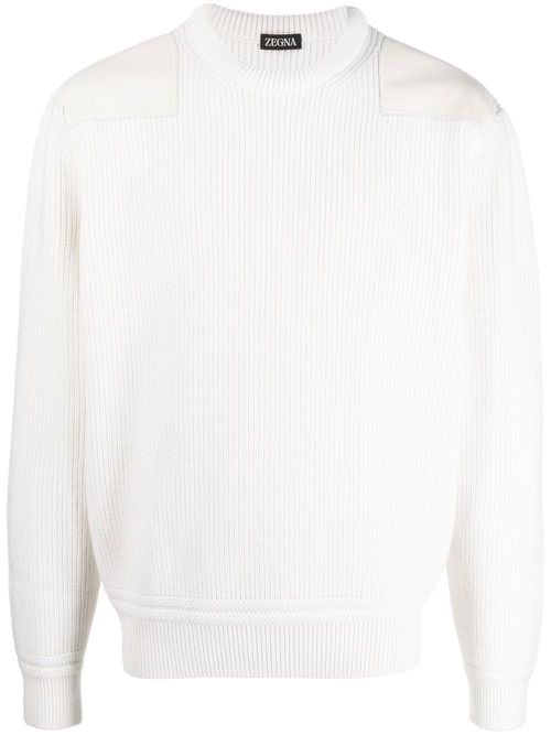 Ribbed crew-neck sweatshirt - Neutrals