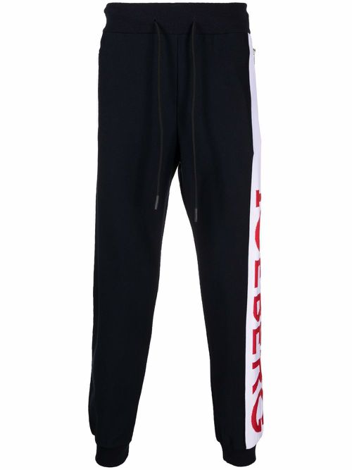 Colour-block logo track pants - Blue