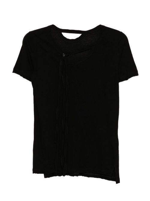 Tie-detailing cotton T-shirt - Black