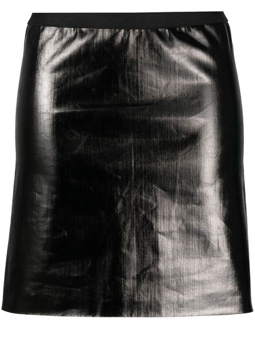 Glossy-finish short skirt - Black