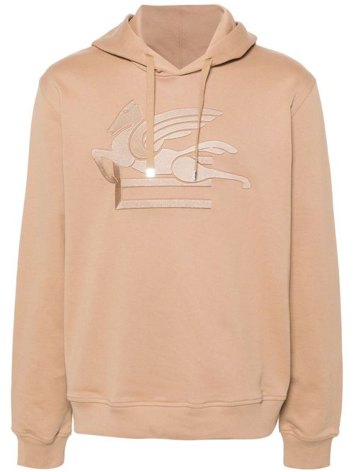Pegaso-embroidered hoodie - Neutrals