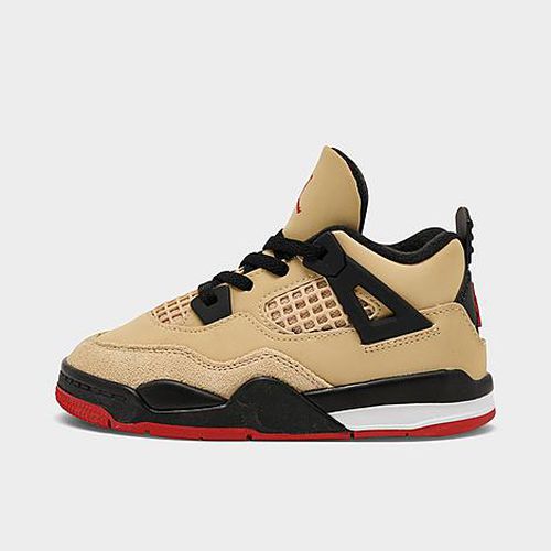 Kids Toddler Air Retro 4 Basketball Shoes in Sesame/Fire Red/Black