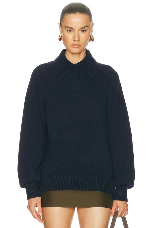 KHAITE Jackson Cashmere Sweater in Navy