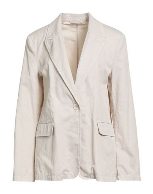Woman Blazer Cream Size 8 Cotton, Linen, Elastane