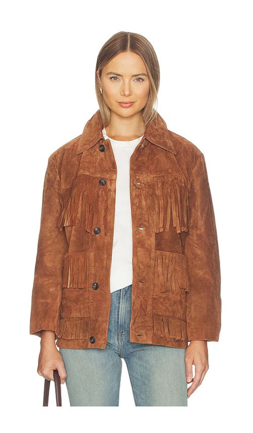 Found Western Suede Fringe Jacket in Brown. - XS also in S, M, L, XL/1X