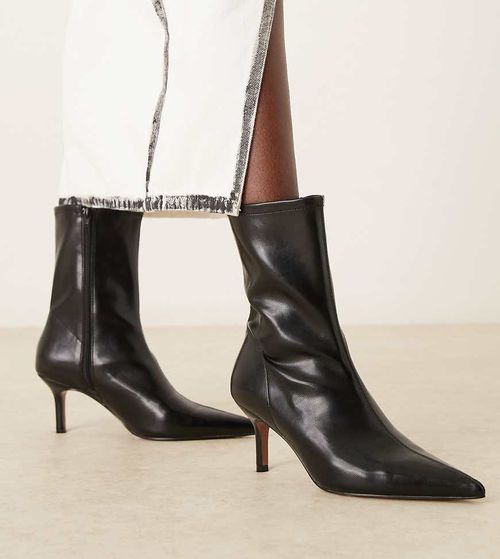 Wide Fit Rosalind kitten heel ankle boots in black