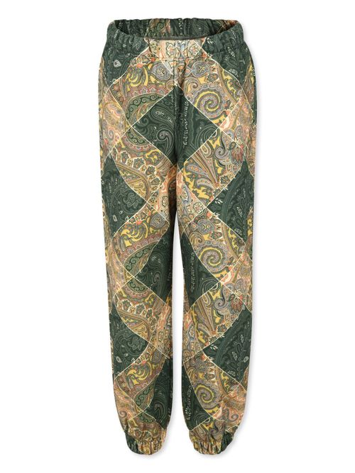 Paisley-print cotton trousers - Green