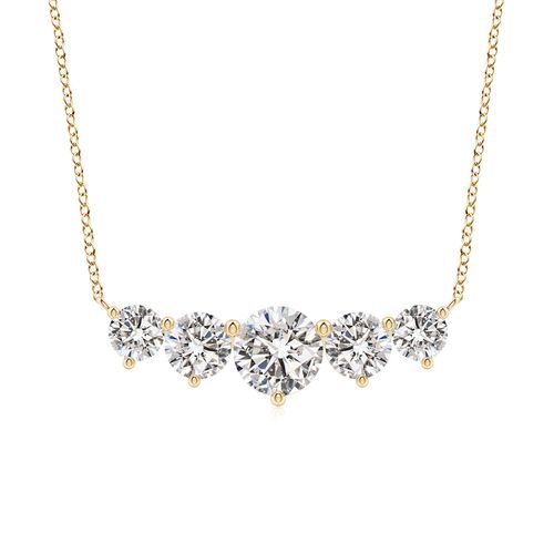 Angara 2.0 Carats Graduated Five Stone Round Diamond Necklace in 18K Yellow Gold