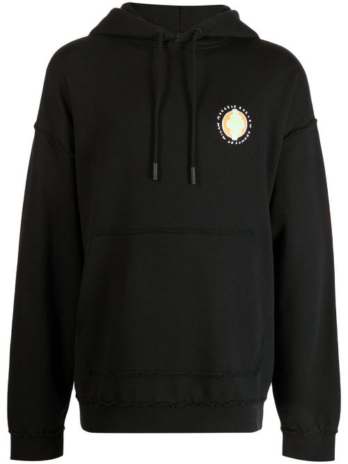 Graphic-print cotton hoodie - Black