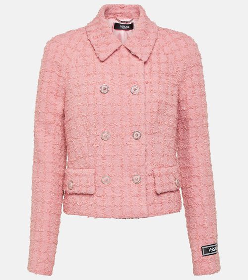 Double-breasted bouclé tweed jacket