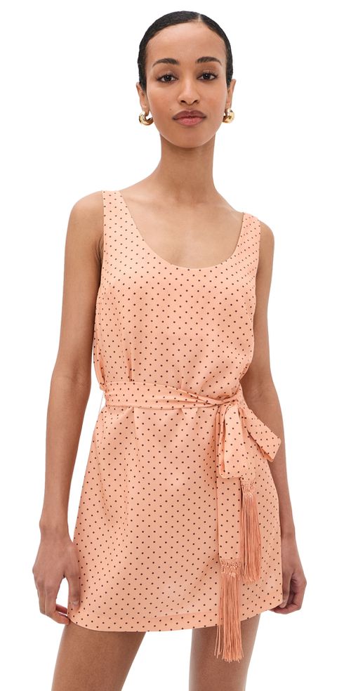 Evie Mini Dress Tangerine Polka Dot