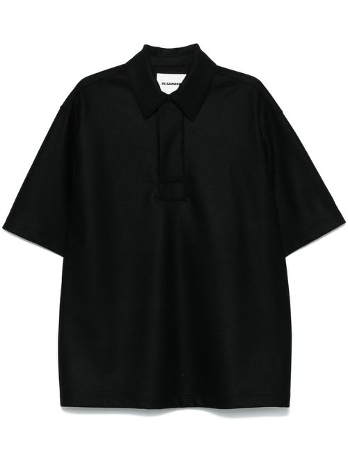 Wool polo shirt - Black