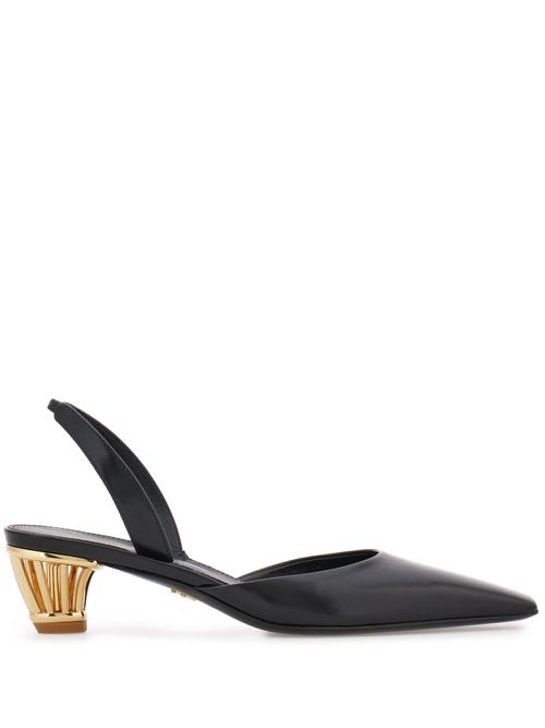 Cage heel slingback - Black
