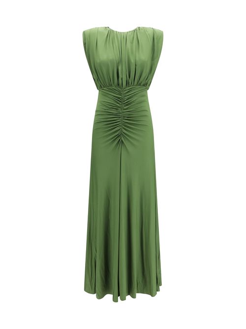 Gathered Jersey Maxi Dress — Green