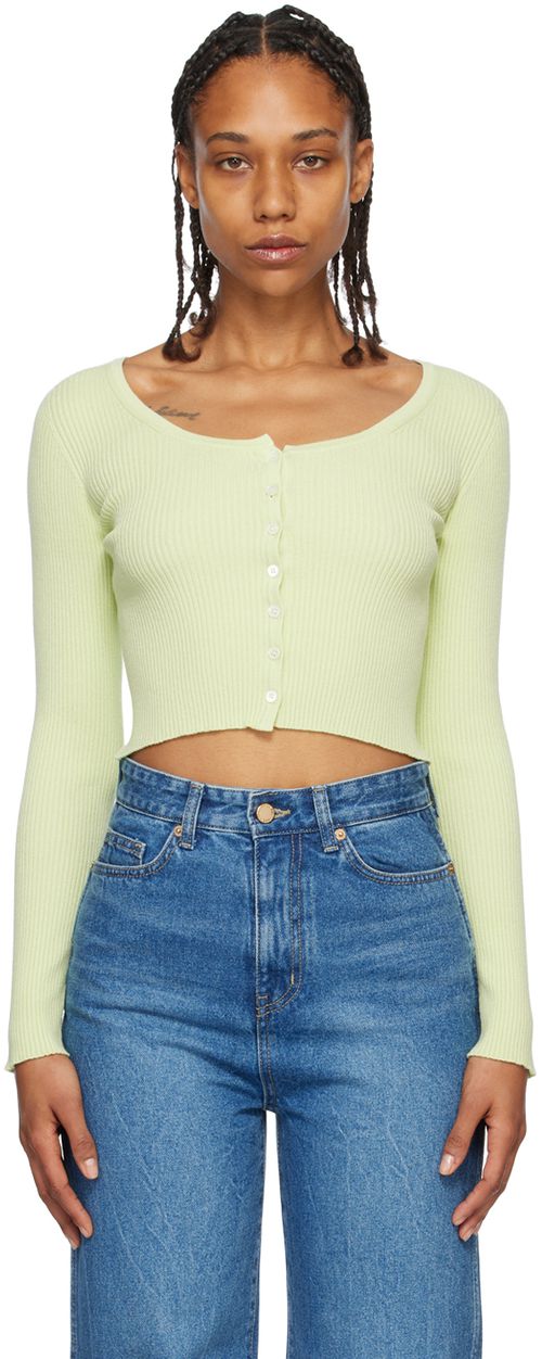 Green scoop-neck cardigan