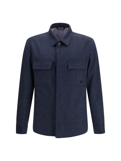 Pure Wool Paisley Jacket — Navy