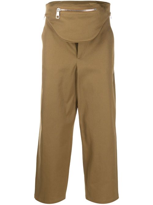Cropped belt bag trousers - Brown