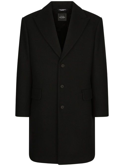 Single-breasted wool coat - Black