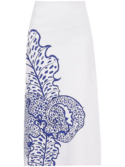 Graphic-print jacquard flared skirt - White