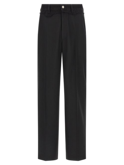 Wide-Leg Wool-Blend Trousers — Black