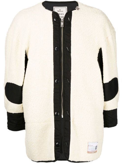 Logo-patch fleece jacket - White