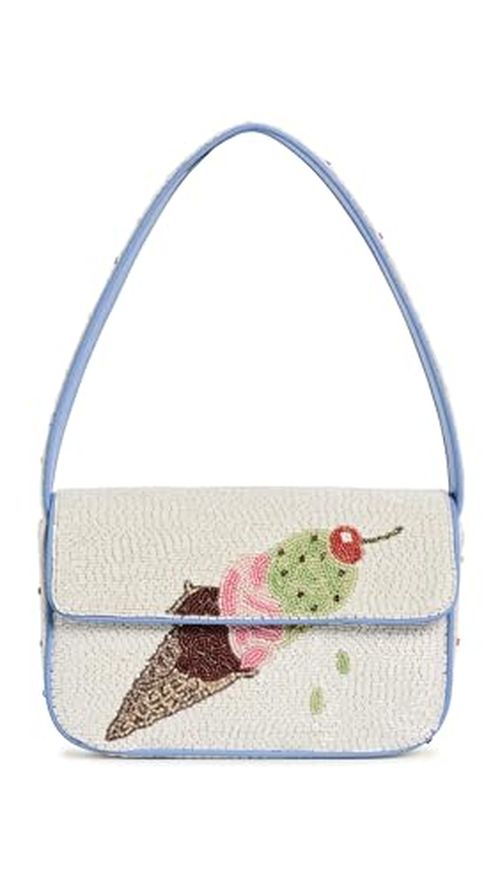 STAUD Women's Tommy Beaded Shoulder Bag, Triple Scoop, One Size