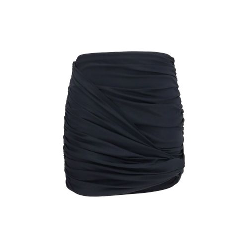 Draped Polyamide Mini Skirt — Black