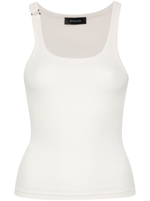 Pierced tank top - White