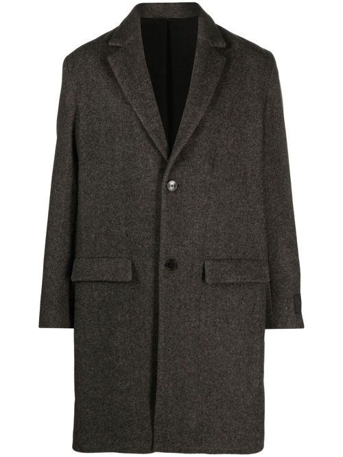 Mark chevron-knit wool coat - Grey