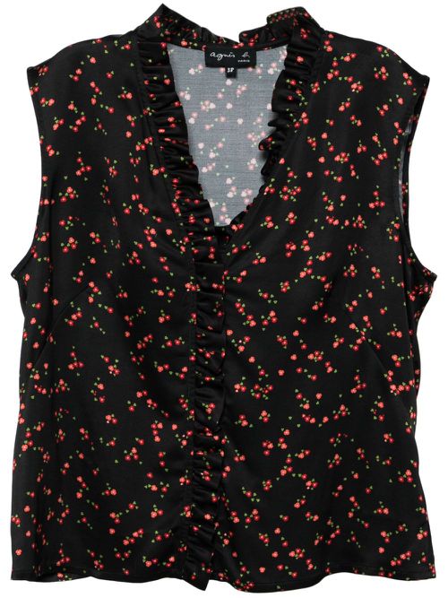 Floral-print tank top - Black