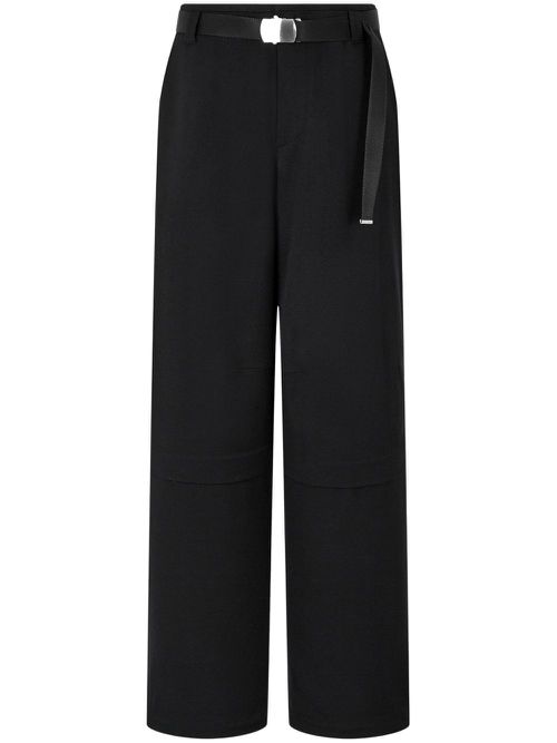 Belted wool trousers - Black