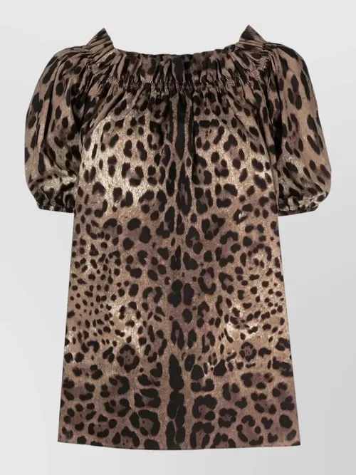 Dolce&Gabbana - off shoulder poplin top leopard print