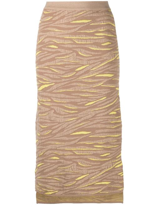 Animal pattern knitted skirt - Brown