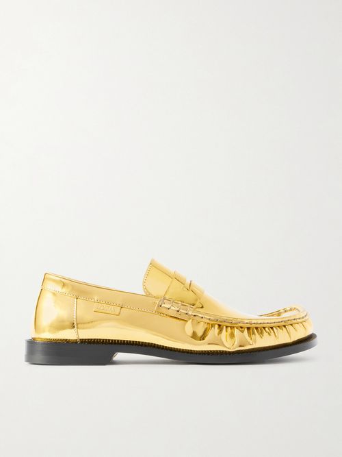 Campo Mirrored-leather Penny Loafers - Gold