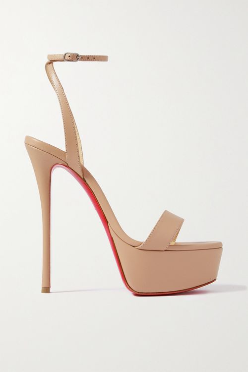 Loubi Queen Alta 150 Leather Platform Pumps - Neutrals