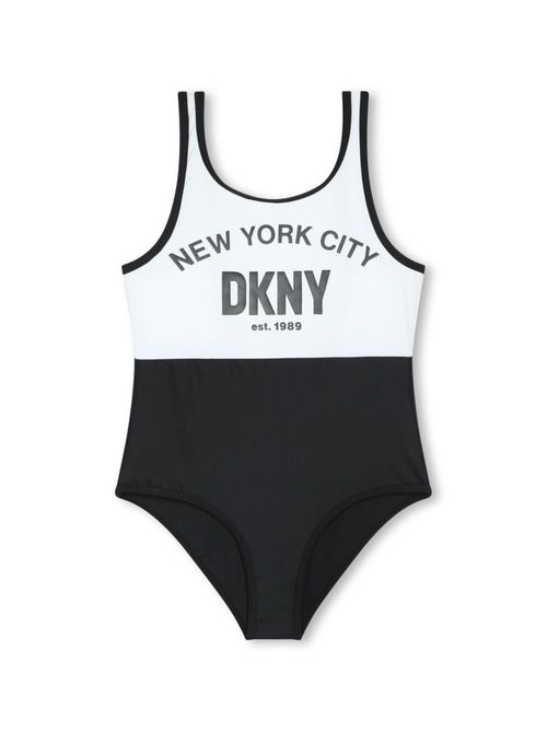 Logo-print two-tone swimsuit - Black