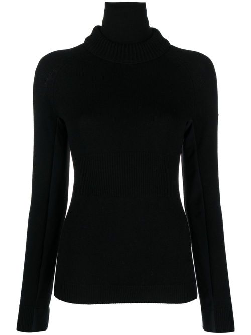 Logo-appliqué roll-neck jumper - Black