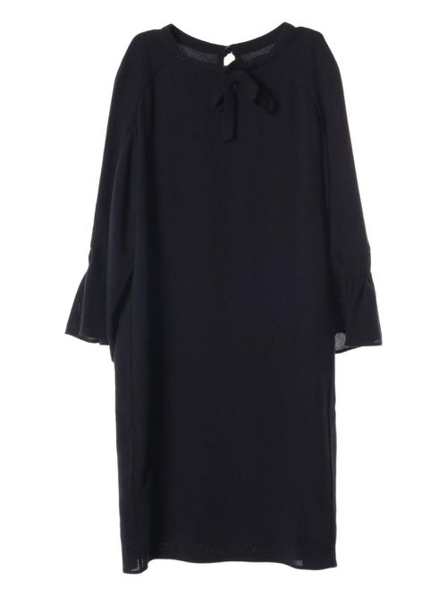 Hermès Pre-Owned 2010s ribbon-fastening wool dress - Black