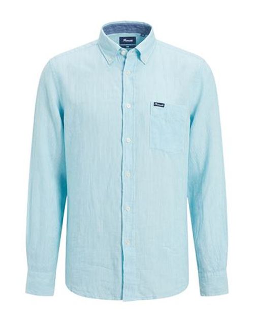 Façonnable Man Shirt Turquoise Size L Linen
