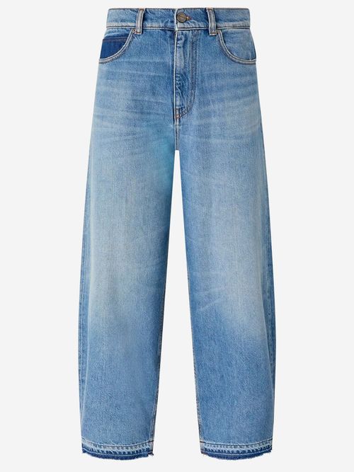 Balloon Fit Cotton Denim Jeans — Blue