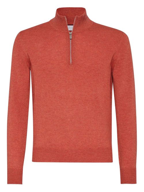 Cashmere half-zip sweater - Orange