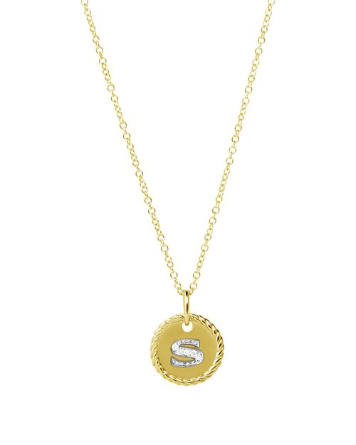 Cable Collectibles Initial Pendant with Diamonds in Gold on Chain, 16-18