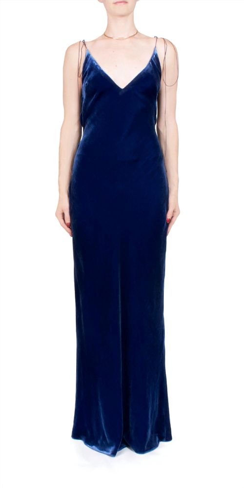 Jules Maxi Slip Dress In Blue