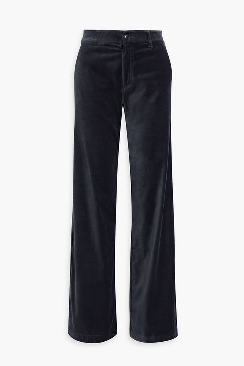 Sasha cotton-blend velvet straight-leg pants - Blue - 24