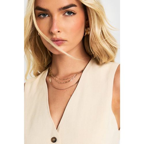 Womens 3 Pack Gold Layered Necklaces - One Size, Gold