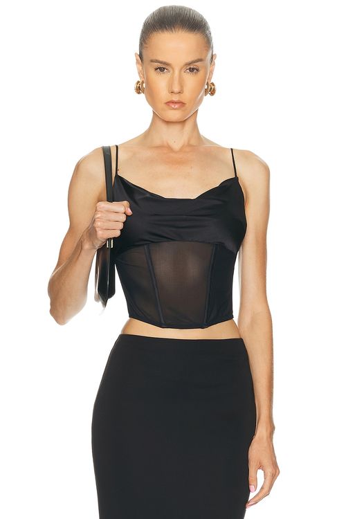 Fleur du mal Nora Corset Top in Black - Black. XS also in L
