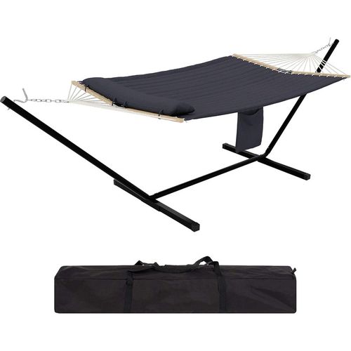 Garvee 2-Person Hammock Set with Collapsible Steel Frame - 450lb Capacity, UV-Resistant, Includes Storage Bag, Dark Gray Concave Design